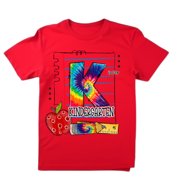 K is for Kindergarten Tye dye T-shirt