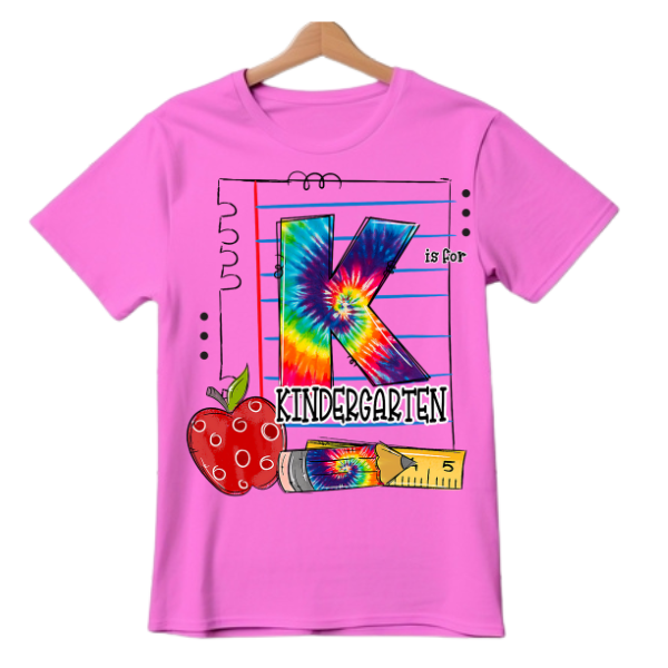 K is for Kindergarten Tye dye T-shirt