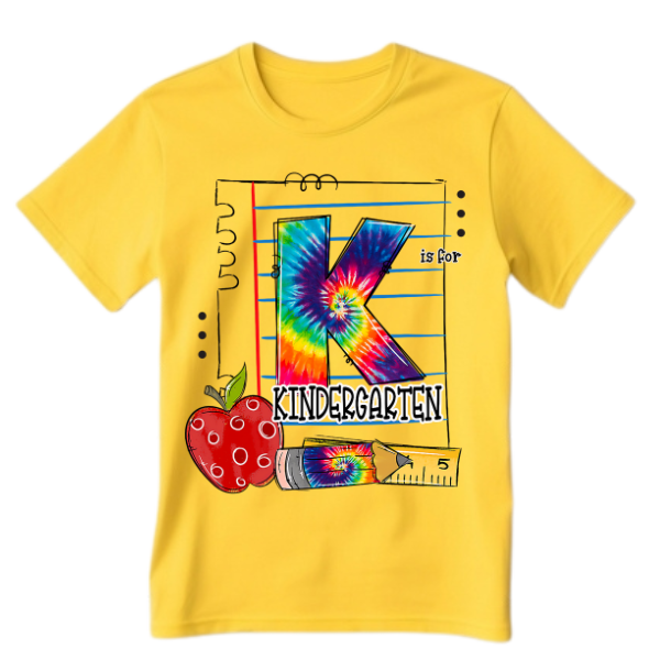 K is for Kindergarten Tye dye T-shirt