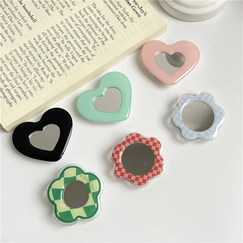 Cute Mirror Tulip Flower Mobile Phone Grip Holder Socket Pocket Finger Ring Stand