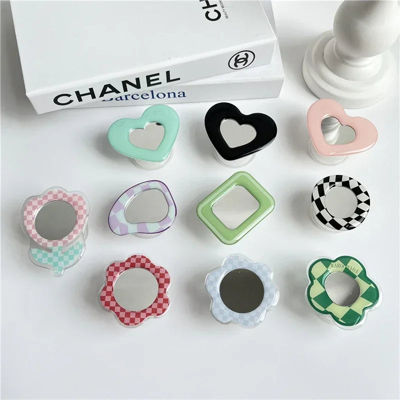 Cute Mirror Tulip Flower Mobile Phone Grip Holder Socket Pocket Finger Ring Stand