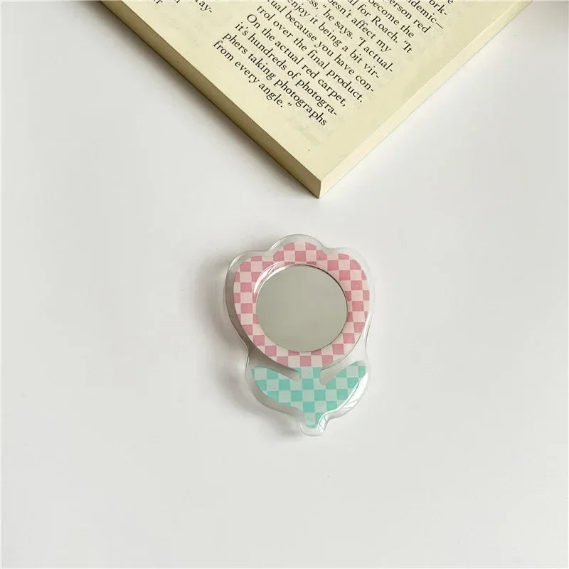 Cute Mirror Tulip Flower Mobile Phone Grip Holder Socket Pocket Finger Ring Stand