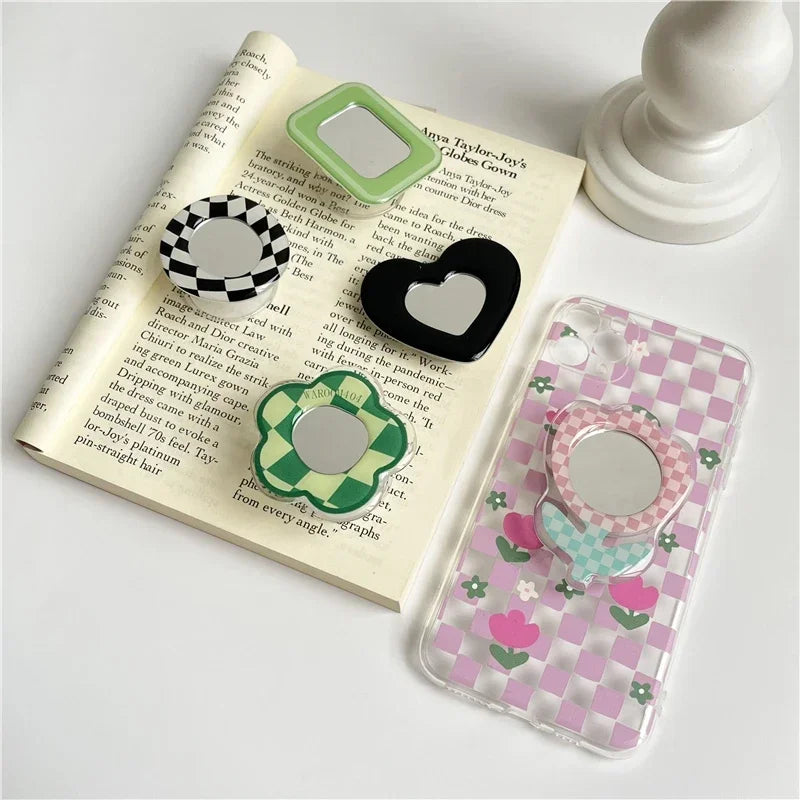 Cute Mirror Tulip Flower Mobile Phone Grip Holder Socket Pocket Finger Ring Stand