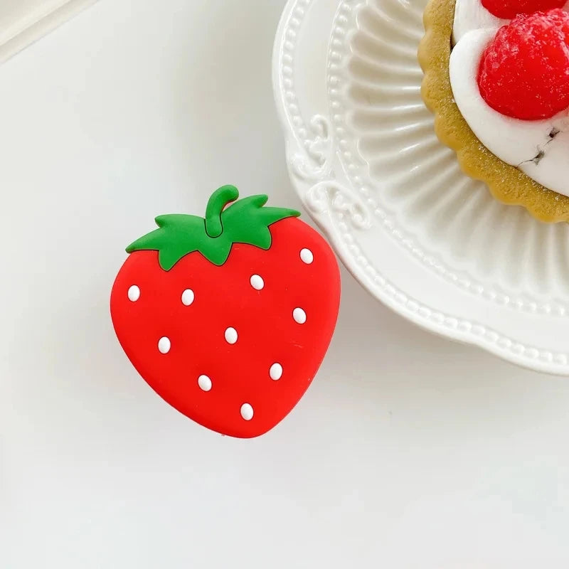 Cute Fruit Strawberry Foldable Grip Socket Pocket Finger Bracket Stand