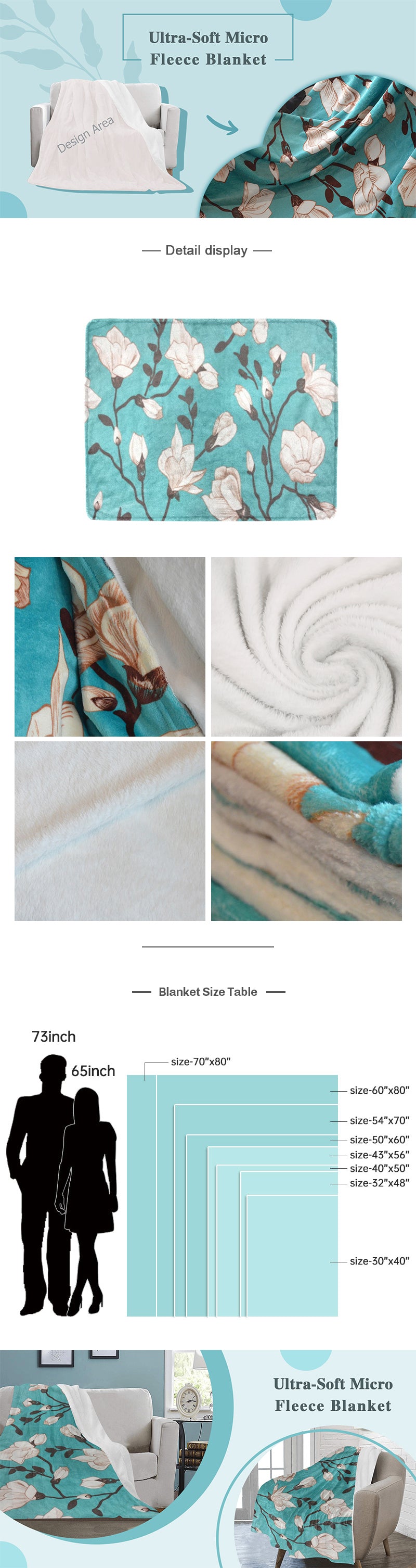 Custom-made Ultra-Soft Micro Fleece Blanket 32"x48"