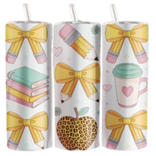 Ribbon Pencil Teacher Tumber