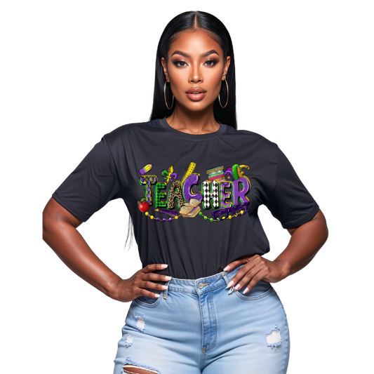 Teacher in New Orleans Theme T-shirt